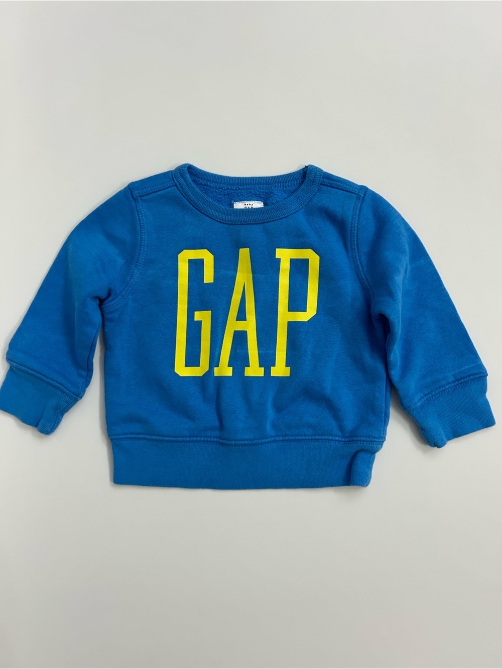 Baby Gap Blue Crewneck Sweatshirt - Yellow Logo Size 12-18 Months